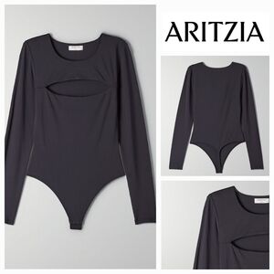 Babaton contour long sleeve cut out bodysuit black Aritzia medium